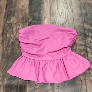 Naked Wardrobe Pink leather Strapless Top